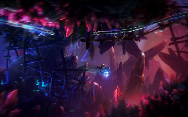 HD desktop wallpaper from Ori and the Will of the Wisps featuring Ori in a mystical, glowing forest.