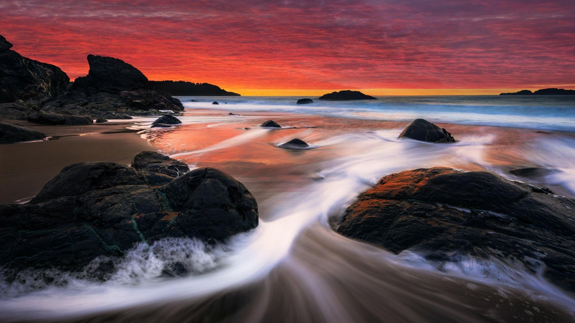 Download Horizon Sky Sea Ocean Beach Nature Sunset HD Wallpaper ...