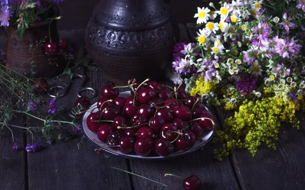 Food Cherry Fruits Fruit Still Life Flower HD Wallpaper | Background Image