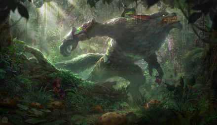 HD desktop wallpaper featuring Warwick from League of Legends in a dense, misty forest, showcasing the game's dark and immersive video game art style.