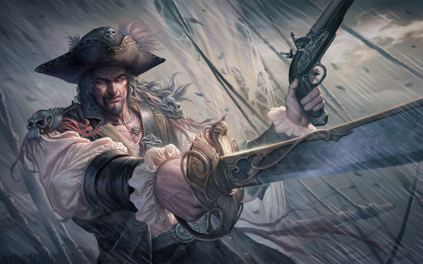 Fantasy Pirate Sword Warrior Gun Rain Hat HD Wallpaper | Background Image