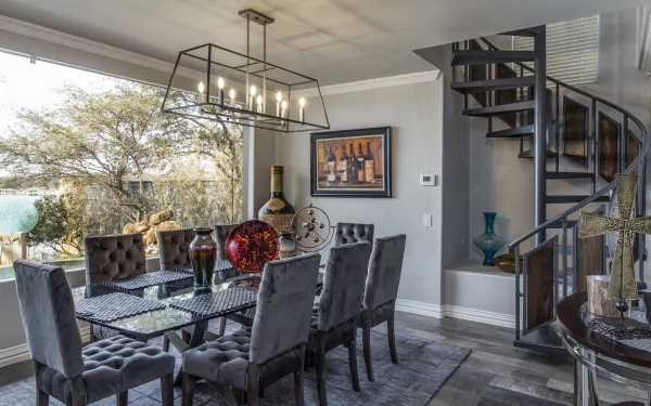 spiral staircase table furniture living room man made room HD Desktop Wallpaper | Background Image