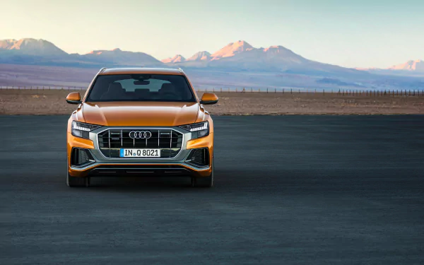 orange car SUV car Audi vehicle Audi Q8 HD Desktop Wallpaper | Background Image