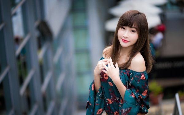 Women Asian Model Lipstick Depth Of Field Brunette HD Wallpaper | Background Image
