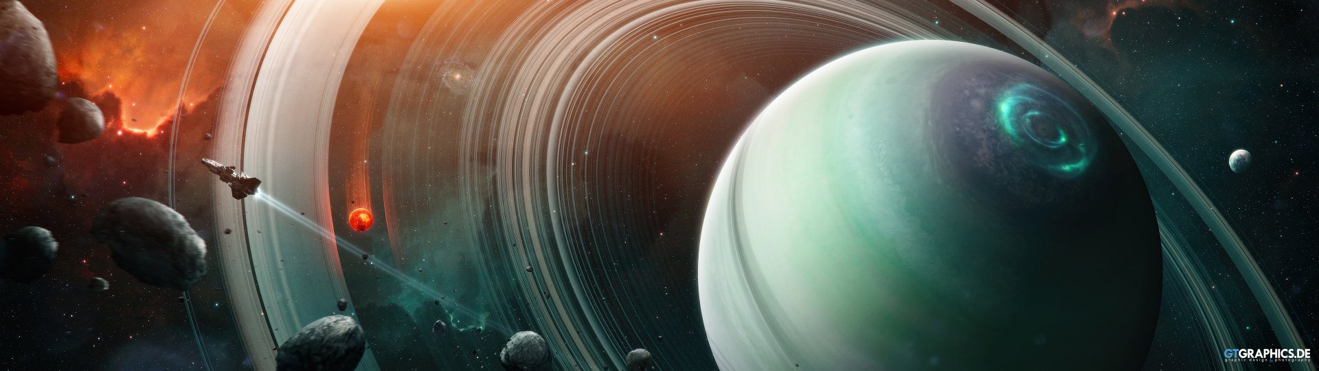 Explorer Over a Ringed Planet — HD Sci‑Fi Wallpaper by Tobias Roetsch ...