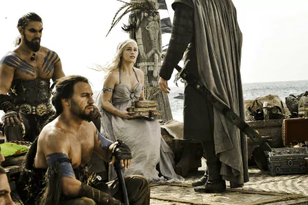 Jason Momoa Emilia Clarke Drogo (Game Of Thrones) Daenerys Targaryen TV Show Game Of Thrones HD Desktop Wallpaper | Background Image