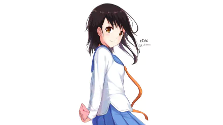 Anime-style illustration of Kosaki Onodera from Nisekoi with short brown hair and eyes, wearing a school uniform, presented in 4K Ultra HD resolution.