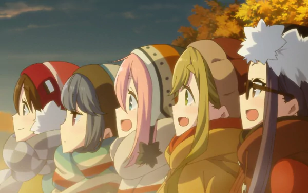 Ena Saitou Rin Shima Nadeshiko Kagamihara Aoi Inuyama Chiaki Oogaki Anime Laid-Back Camp HD Desktop Wallpaper | Background Image