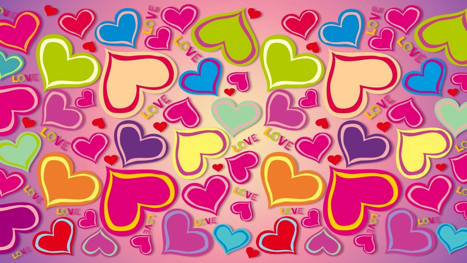 Colorful Hearts HD Wallpaper | Background Image | 1920x1080 | ID:935184