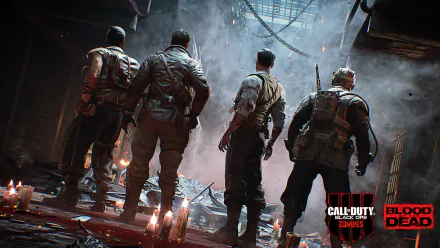 HD wallpaper featuring soldiers from Call of Duty: Black Ops 4 in an intense mission, with the game's logo visible.