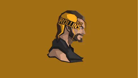 Low-poly 8K Ultra HD wallpaper of WWE superstar Seth Rollins in profile against a solid brown background, designed for PC desktop use.