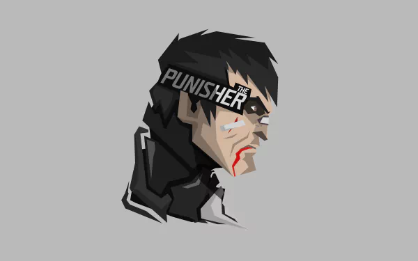 Stylized comic art of The Punisher in sharp 8K Ultra HD, designed as a striking PC desktop wallpaper and background.