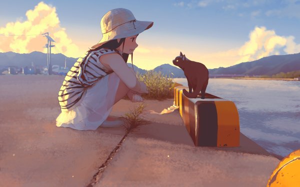Anime Original Cat Hat HD Wallpaper | Background Image