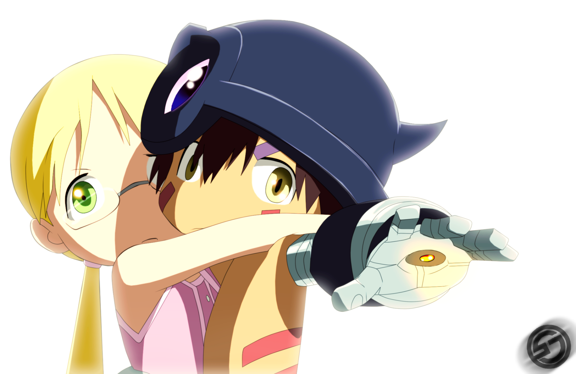 HD anime wallpaper featuring Reg and Riko from Made in Abyss with vibrant colors and dynamic poses, capturing the adventurous spirit of the series.