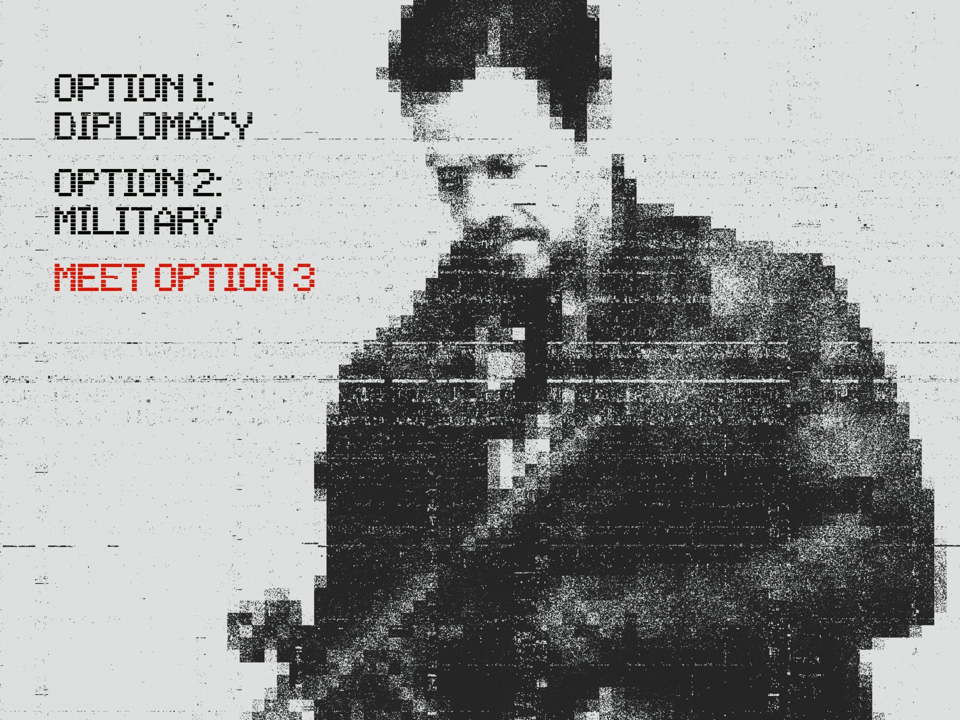 HD desktop wallpaper for Mile 22 featuring a stylized image of a man with overlay text about options for diplomacy and military.