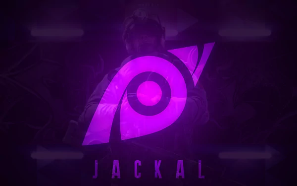 Minimalist 8K Ultra HD wallpaper featuring the purple emblem of Jackal from Operation Velvet Shell in Tom Clancy's Rainbow Six: Siege video game.