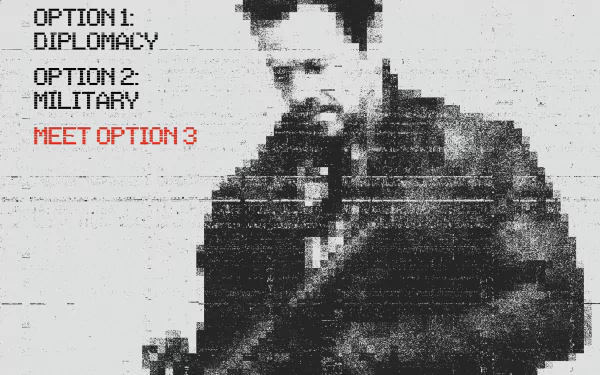 HD desktop wallpaper for Mile 22 featuring a stylized image of a man with overlay text about options for diplomacy and military.
