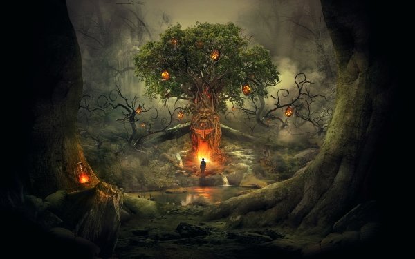 Artistic Tree Fantasy Fire HD Wallpaper | Background Image
