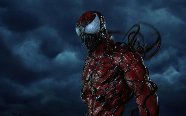 HD wallpaper featuring Marvel Comics' character Carnage against a stormy sky background.