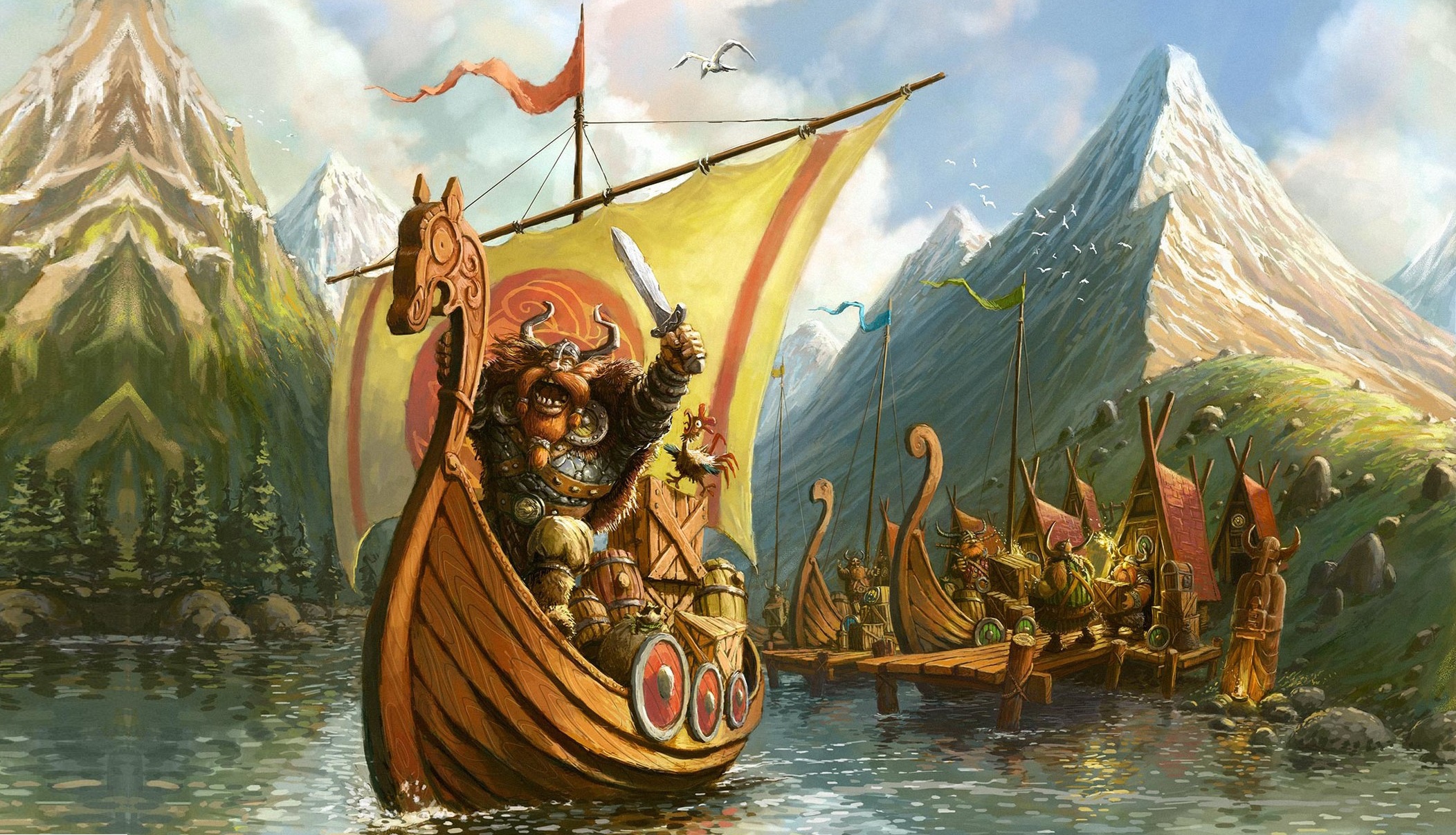 Download Mountain Ship Drakkar Warrior Fantasy Viking Fantasy Warrior