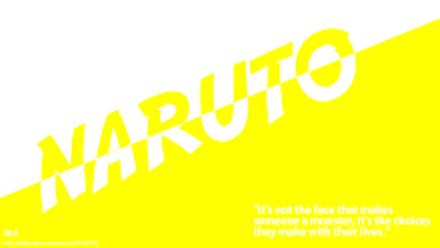 8K Ultra HD PC anime desktop wallpaper: bold diagonal yellow NARUTO text with a small motivational quote and Naruto Uzumaki–themed typography.