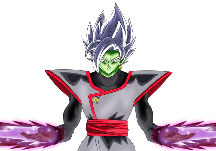 Zamasu (Dragon Ball Super) anime portrait, green-skinned deity with silver hair and purple energy swirling from his hands — 4K Ultra HD PC desktop wallpaper/background.