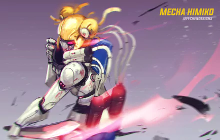 A vibrant 4K Ultra HD desktop wallpaper featuring Mecha Himiko Toga from My Hero Academia, showcasing dynamic action and striking colors against a sleek background.