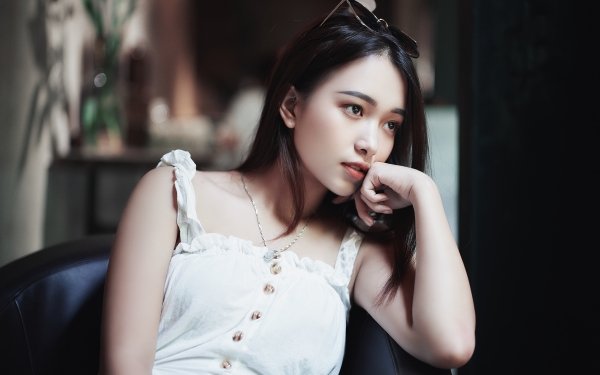 Women Asian Model Sunglasses Black Hair Brown Eyes HD Wallpaper | Background Image