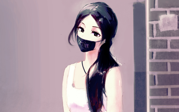 Anime Original Mask Long Hair Black Hair Black Eyes HD Wallpaper | Background Image