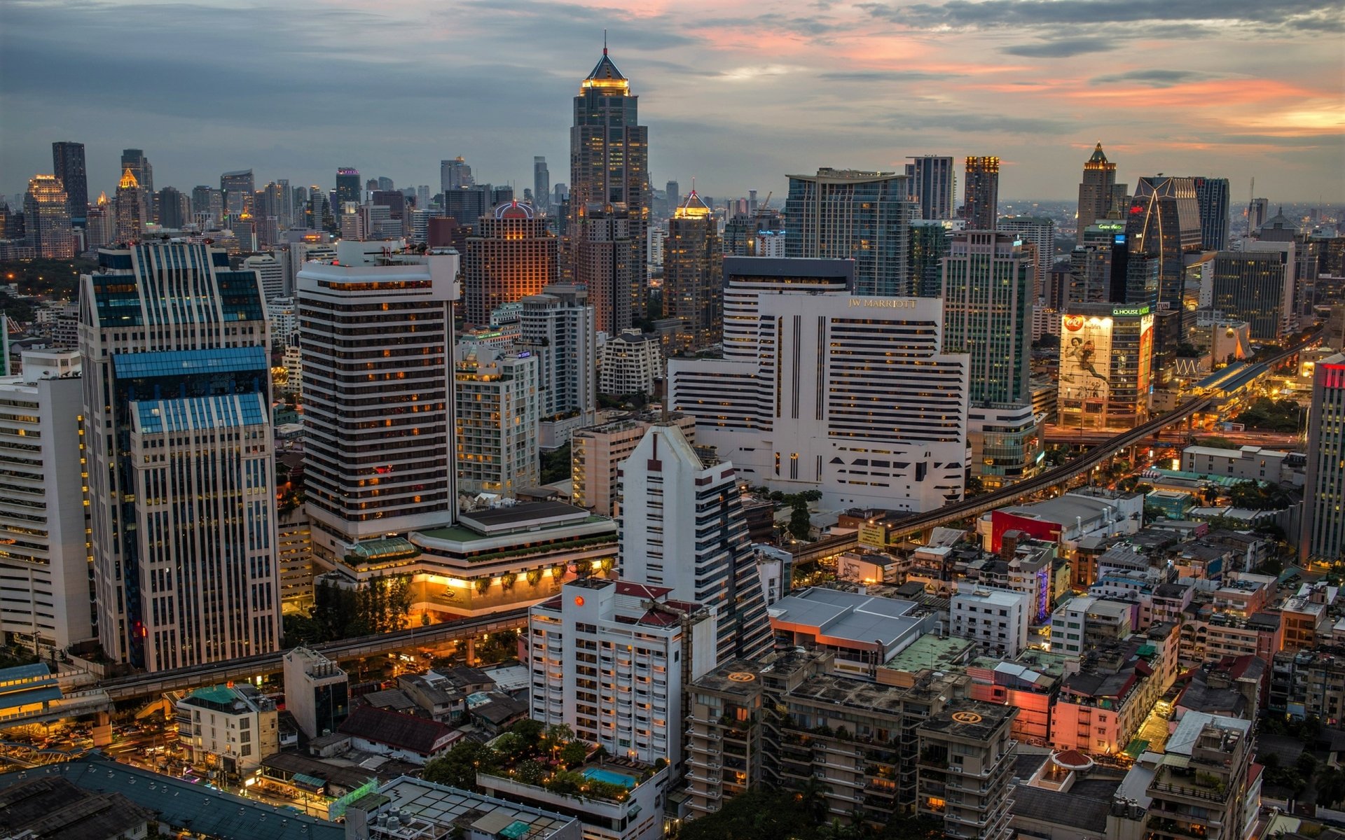 Download Building Skyscraper Light City Man Made Bangkok HD Wallpaper