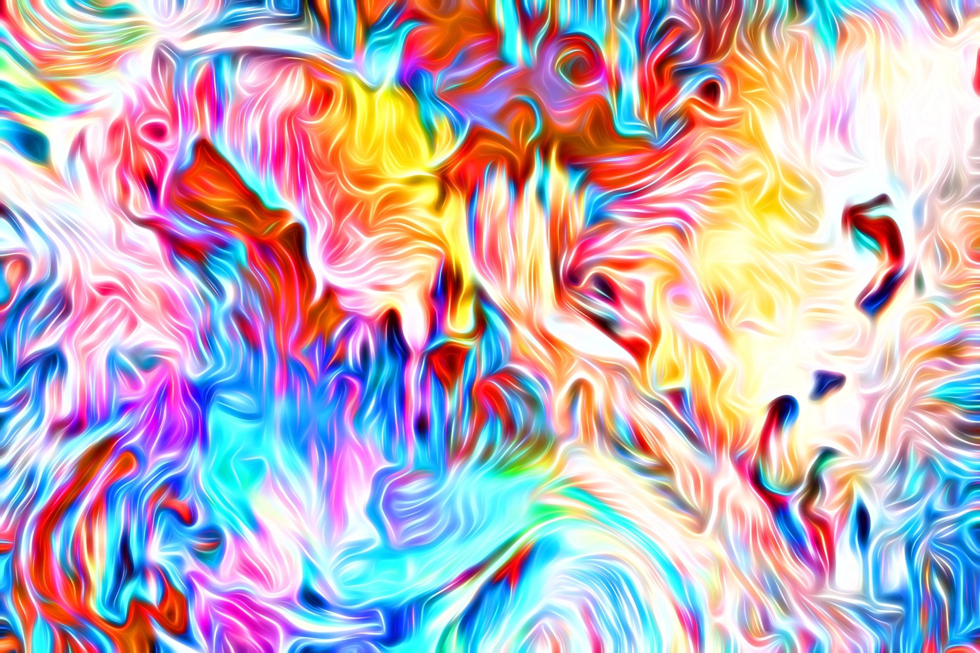 Colorful abstract swirl of vivid colors and fluid textures, 2K Quad HD PC desktop wallpaper and background.