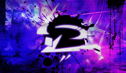 Artistic logo with a bold number 2 and electric purple-blue background, designed as an HD PC desktop wallpaper and background with dynamic light effects.