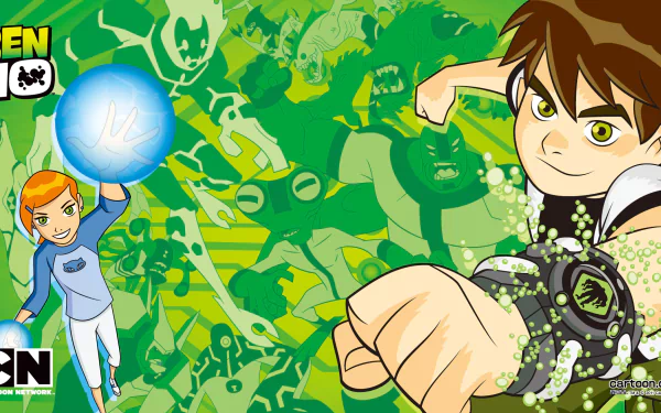 Ben Tennyson and Gwen Tennyson are featured in this vibrant HD wallpaper from the TV show Ben 10, showcasing their action-packed adventure with dynamic colors and exciting visuals.