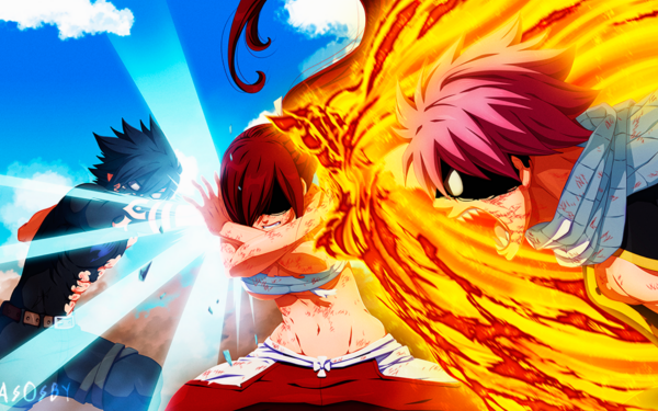 Anime Fairy Tail Natsu Dragneel Gray Fullbuster Erza Scarlet HD Wallpaper | Background Image