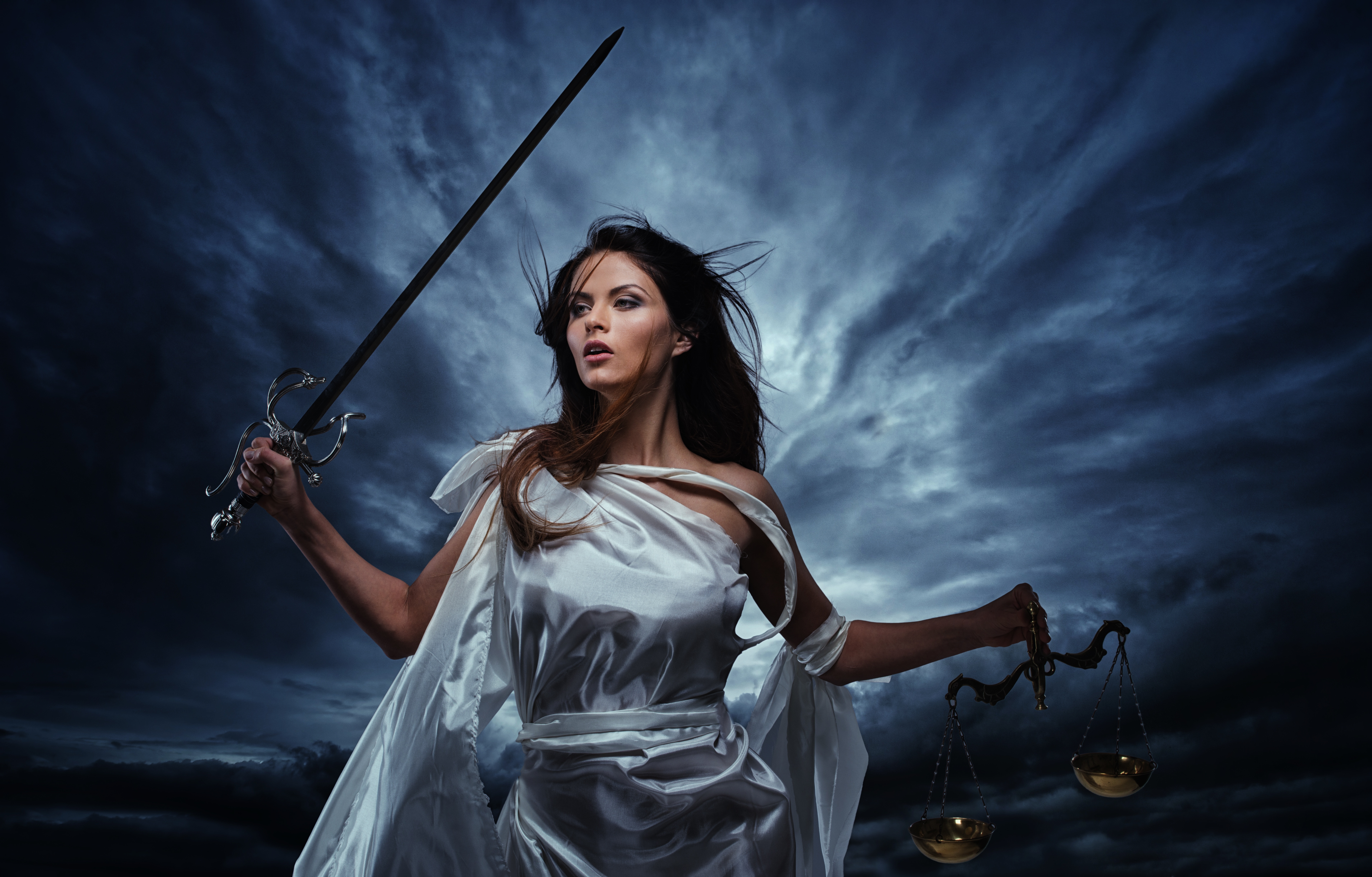 The Statue Of Justice - Lady Justice Or Iustitia / Justitia The Roman  Goddess Of Justice On A Dark Fire Background. Selective Focus Stock Photo,  Picture and Royalty Free Image. Image 99340420.