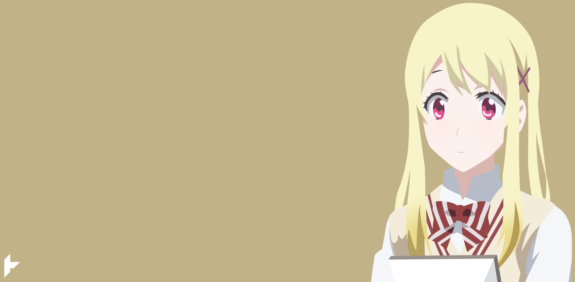 Urara Shiraishi from the anime Yamada-kun and the Seven Witches is depicted in a 4K Ultra HD PC desktop wallpaper with a minimalist beige background.