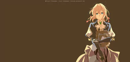 Violet Evergarden anime character with blue eyes and blonde hair, depicted in a detailed 4K Ultra HD desktop wallpaper background.