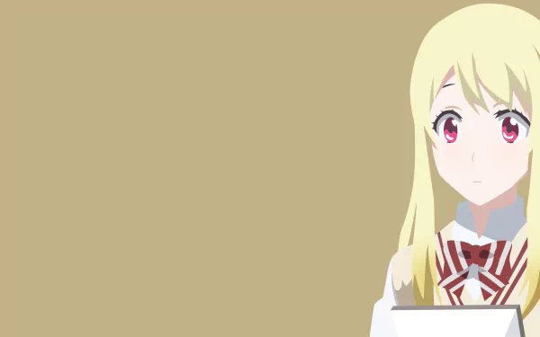 Urara Shiraishi from the anime Yamada-kun and the Seven Witches is depicted in a 4K Ultra HD PC desktop wallpaper with a minimalist beige background.