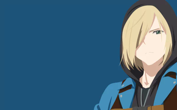 4K Ultra HD desktop wallpaper featuring Yuri Plisetsky from the anime Yuri!!! on ICE, showcasing a stylized close-up with a blue background.