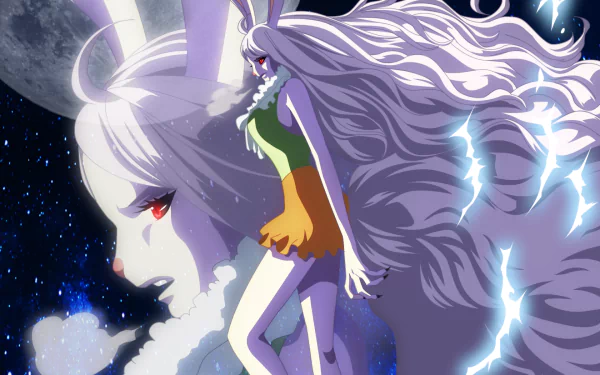 HD PC desktop wallpaper featuring Carrot from One Piece, depicted in vibrant anime style with flowing hair and a night sky background.