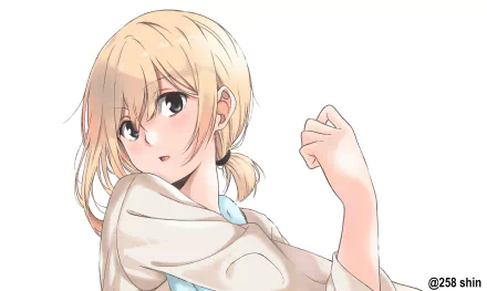 HD anime-style original artwork features a confident blonde character in a casual pose, designed as a vibrant PC desktop wallpaper and background.