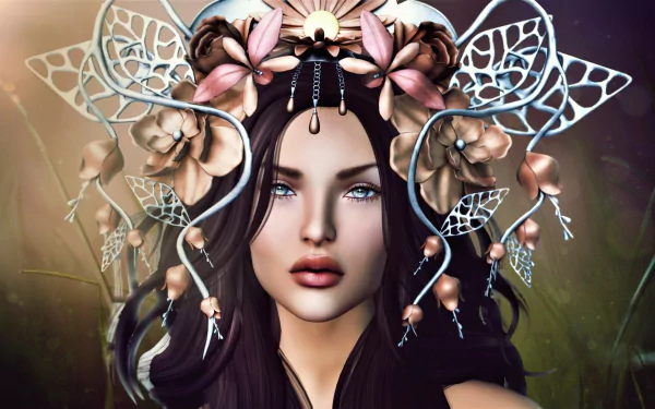  Fantasy Girl with Flower Crown