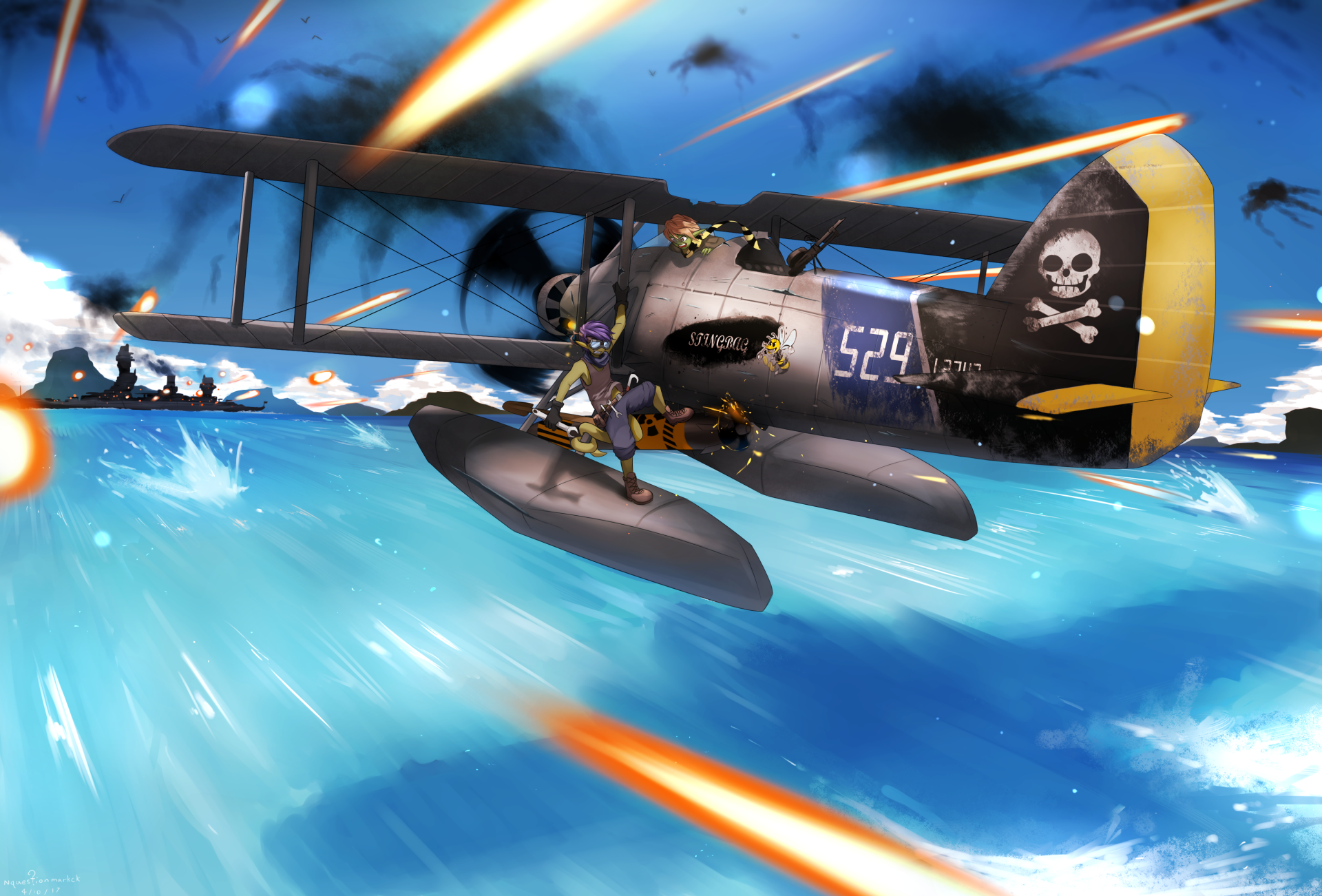 Download Ocean Warplane Anime Original HD Wallpaper By NquestionmarkCK