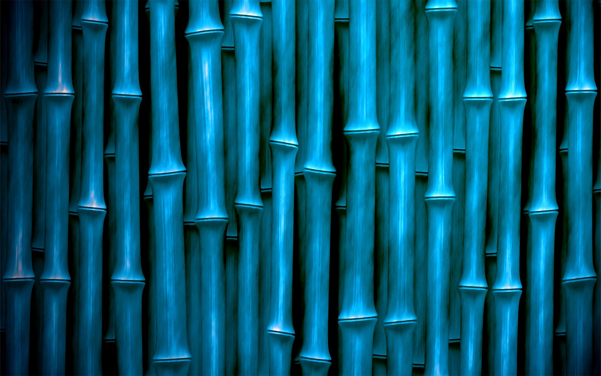 HD PC desktop wallpaper featuring vivid blue bamboo stalks in a natural arrangement, creating a serene and striking nature-inspired background.