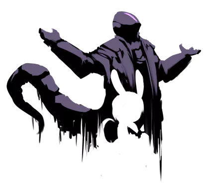 HD PC desktop wallpaper featuring a dark, stylized anime figure with a tail and rabbit silhouette, inspired by Made in Abyss.