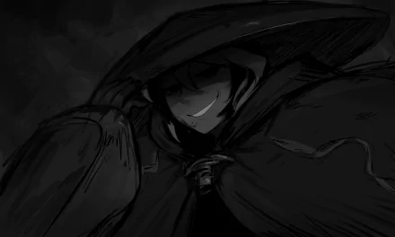 HD PC desktop wallpaper featuring Ozen from Made in Abyss, depicted in dark tones with a mysterious, shadowy expression in anime style.