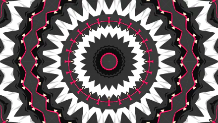 Abstract black, white, and pink kaleidoscope pattern in 4K Ultra HD, designed as a vibrant PC desktop wallpaper and background.