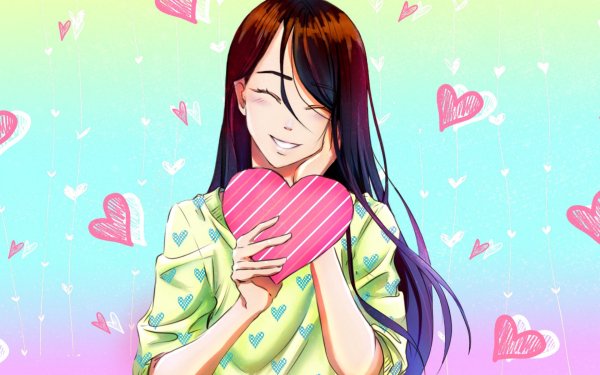Anime Original Heart Valentine's Day Long Hair HD Wallpaper | Background Image