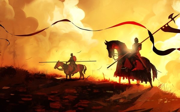 Fantasy Knight Warrior Horse Banner Spear HD Wallpaper | Background Image