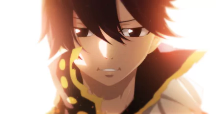 HD anime wallpaper featuring Zeref Dragneel from Fairy Tail with warm lighting highlighting his face and dark hair.